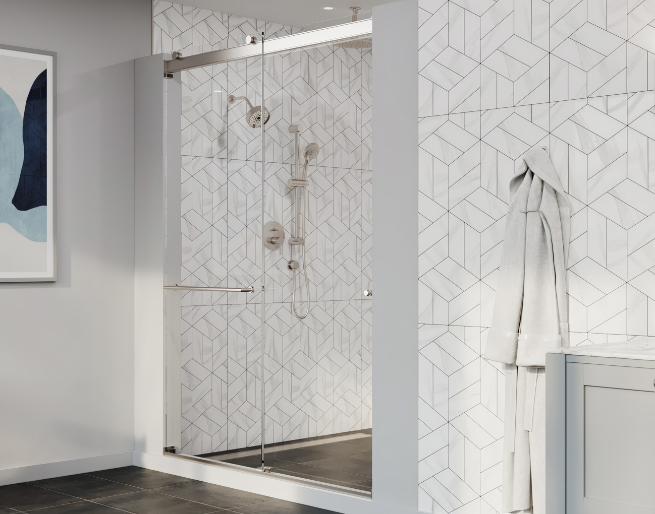 Rotolo Lux Semi-Frameless 1/4-inch Glass Sliding Shower Door